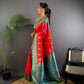 Sonakshi Women's Gajri Banarasi Silk Zari Weaving Saree with Blouse | Swadesiicart
