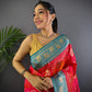 Sonakshi Women's Gajri Banarasi Silk Zari Weaving Saree with Blouse | Swadesiicart