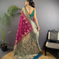 Sonakshi Women's Wine Banarasi Silk Zari Weaving Saree with Blouse | Swadesiicart