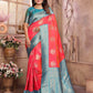 Sonakshi Women's Peach Banarasi Silk Zari Weaving Saree with Blouse | Swadesiicart