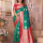 Sonakshi Women's Green Banarasi Silk Zari Weaving Saree with Blouse | Swadesiicart