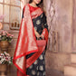 Sonakshi Women's Black Banarasi Silk Zari Weaving Saree with Blouse | Swadesiicart