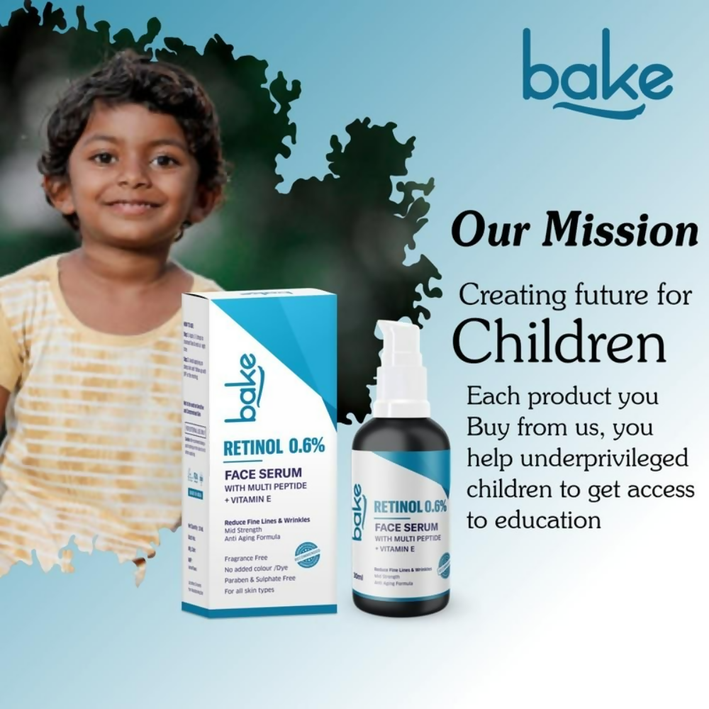 Bake 0.6% Retinol Mid Strength Face Serum With 2% Multi Peptide & Vitamin E | Swadesiicart