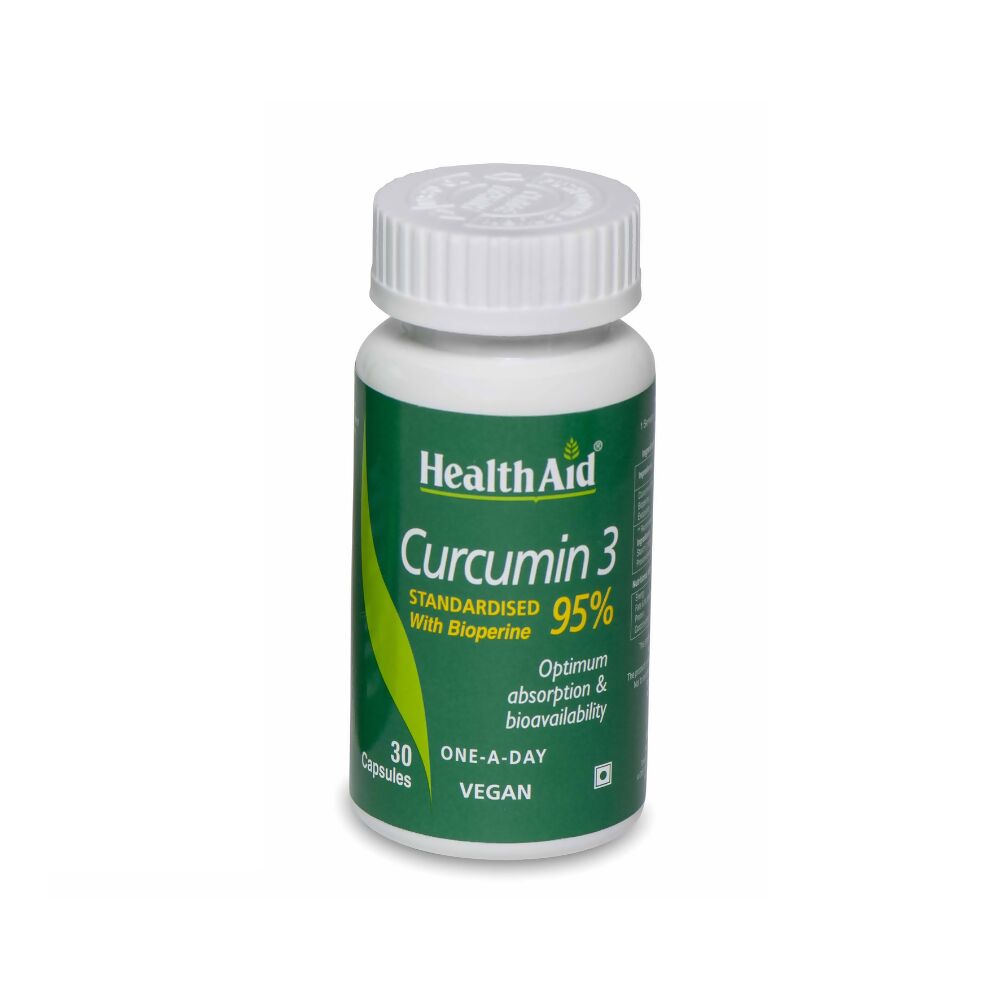 HealthAid Curcumin 3 Standardised with Bioperine 95% Capsules - Swadesiicart