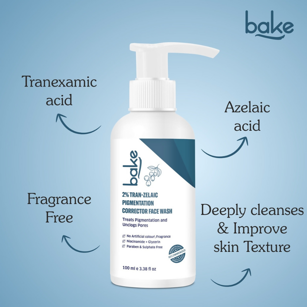 Bake 2% Tran-Zelaic Pigmentation Corrector Milky Face Wash For Pigmentation and unclogged pores | Swadesiicart