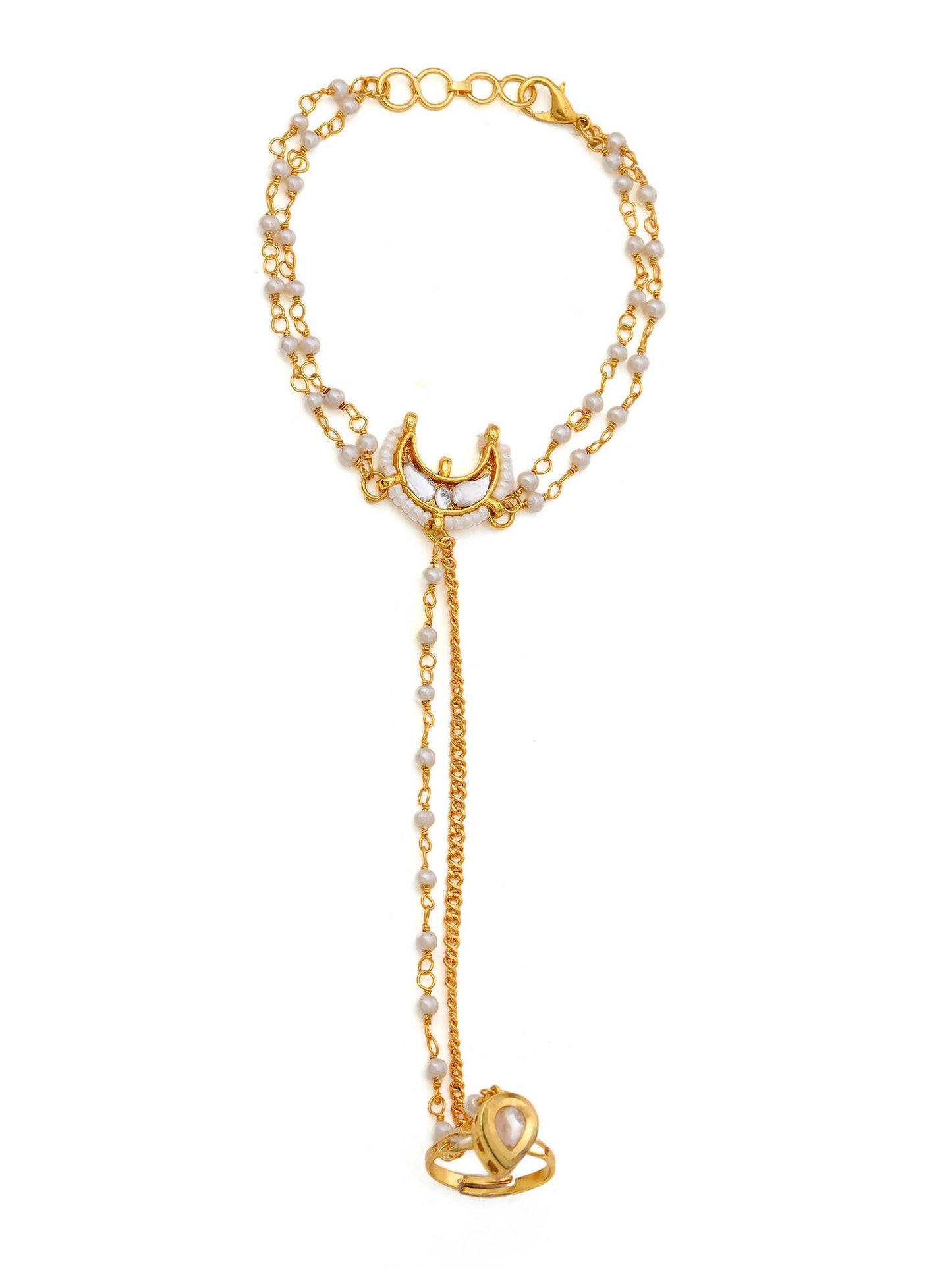 Ruby Raang Gold Chand Kundan Haath Phool | Swadesiicart