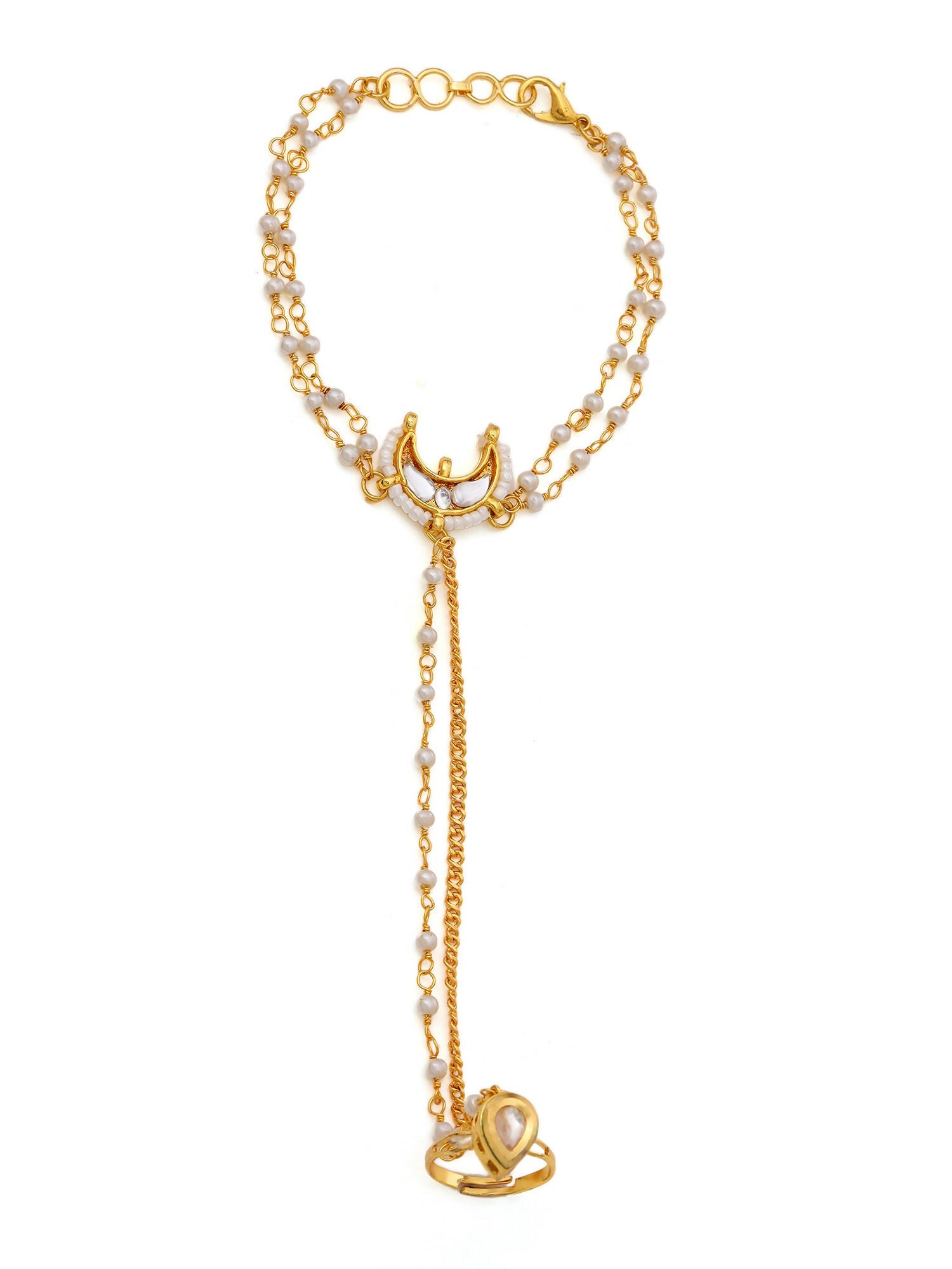 Ruby Raang Gold Chand Kundan Haath Phool | Swadesiicart