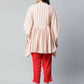 Ahalyaa Womens Off White Crepe Printed Kaftan Pant Set | Swadesiicart