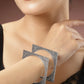 NVR Women's Set of 2 Silver-Toned Oxidized Square Shaped Bangles - NR Retail-NVR