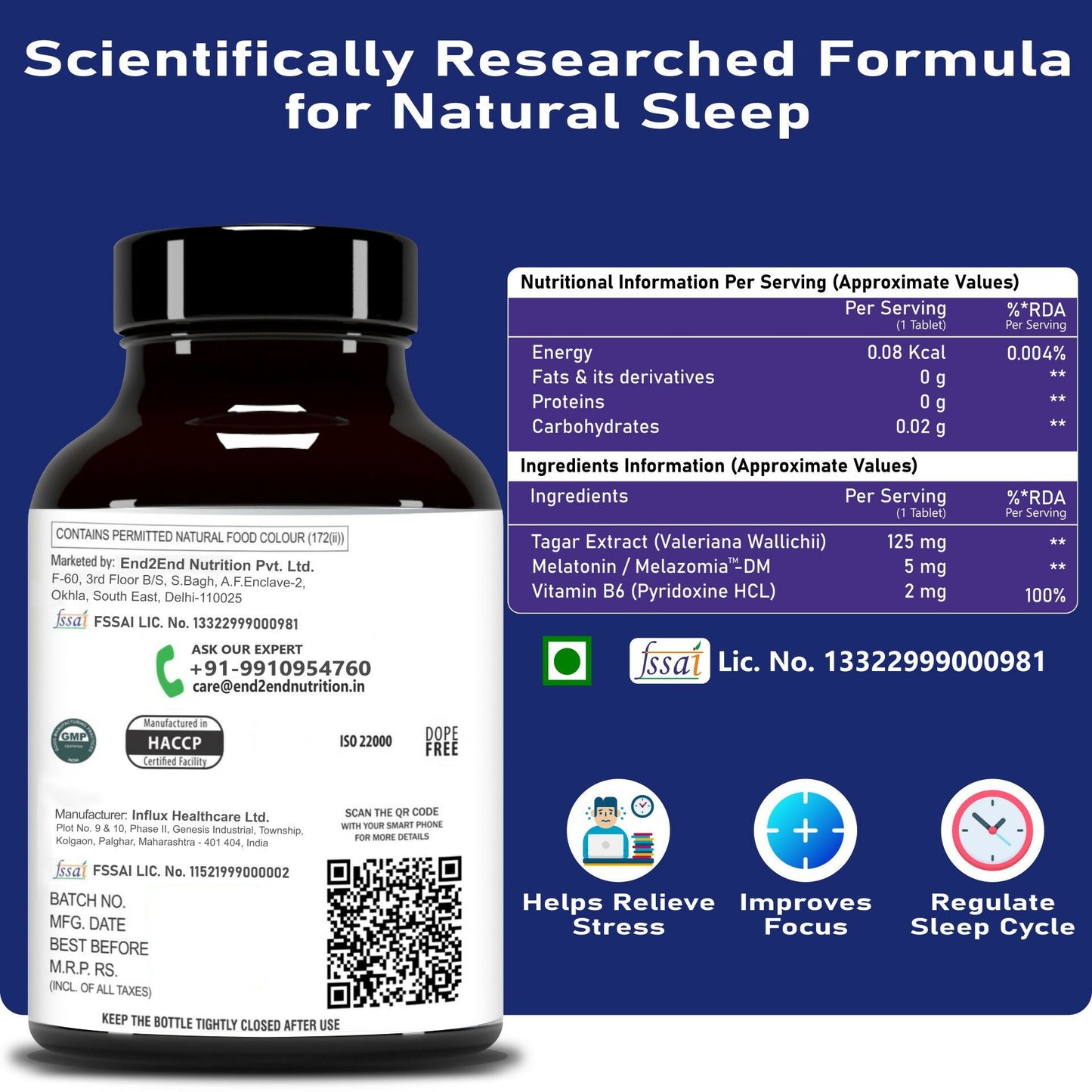 End2End Nutrition Melatonin Sleepzzz Tablets - Swadesiicart