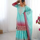 Lehenga Mart Designer Wedding Wear Plazzo Suit for Women - Sky Blue - Swadesiicart