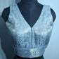 Kia Fashions Grey Banarasi With Gold & Silver Weave Readymade Blouse | Swadesiicart