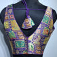 Kia Fashions Purple Jacquard Weave Multi Color Weave Readymade Blouse - Swadesiicart