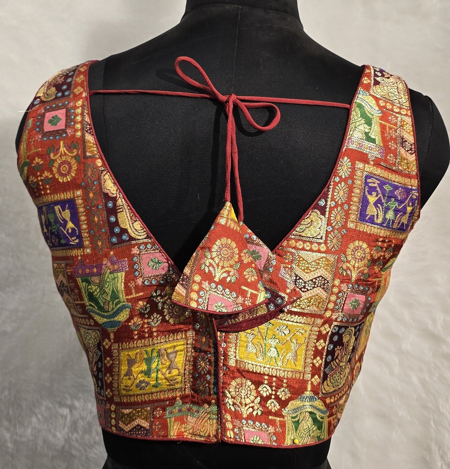 Kia Fashions Rust Jacquard Weave Multi Color Weave Readymade Blouse - Swadesiicart