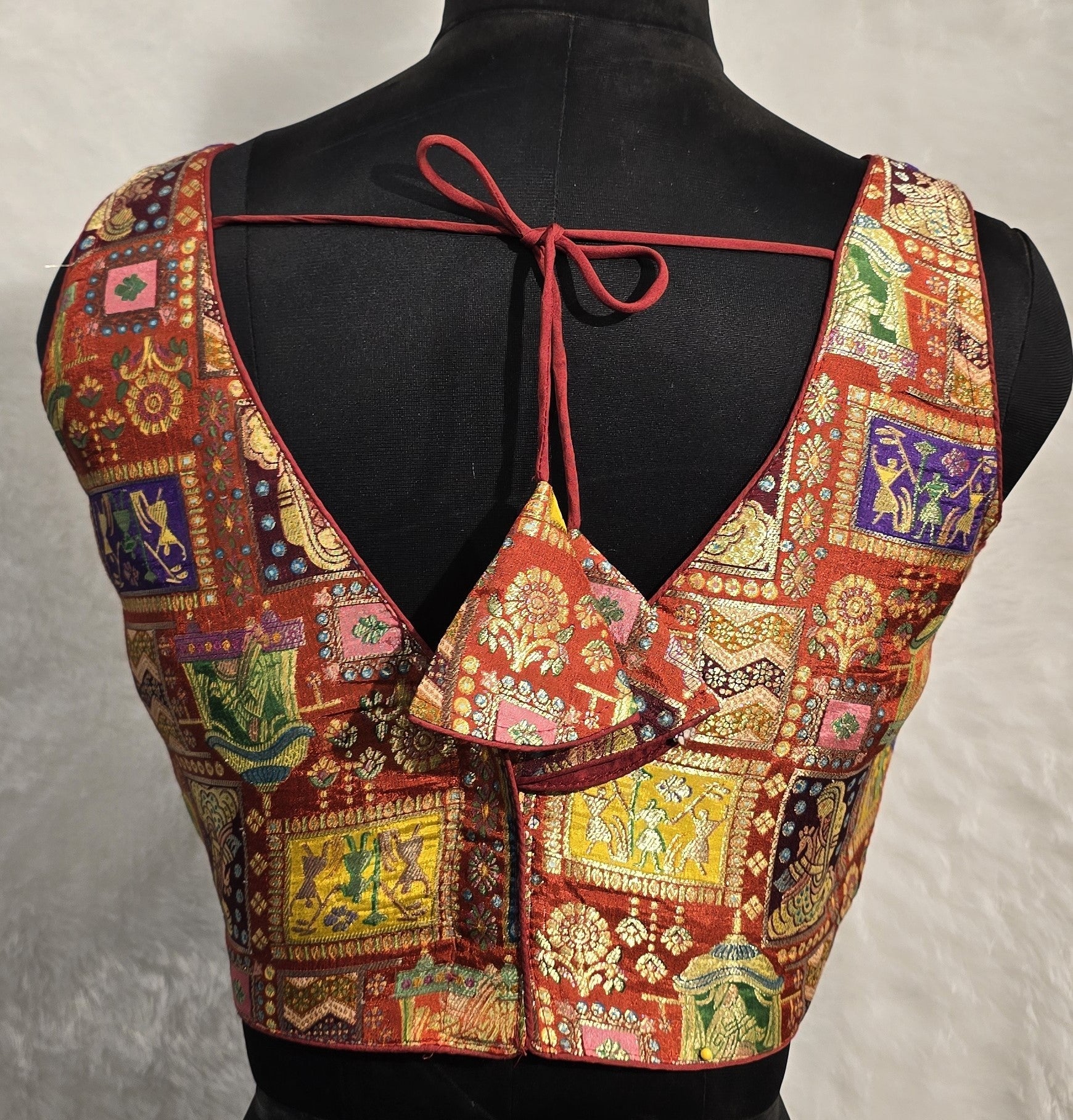 Kia Fashions Rust Jacquard Weave Multi Color Weave Readymade Blouse - Swadesiicart
