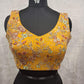 Kia Fashions Mustard Yellow Georgette Multi Color Emb & Sqn Readymade Blouse - Swadesiicart