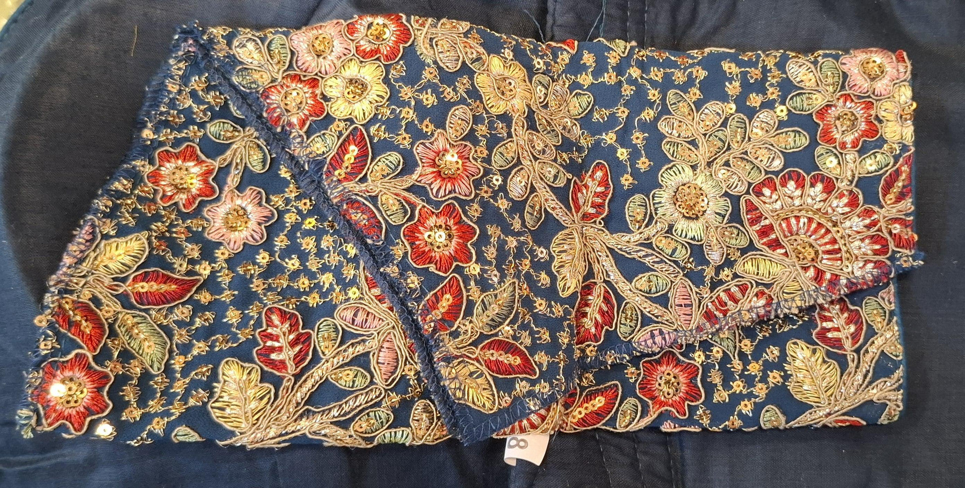Kia Fashions Teal Blue Georgette Multi Color Emb & Sqn Readymade Blouse - Swadesiicart