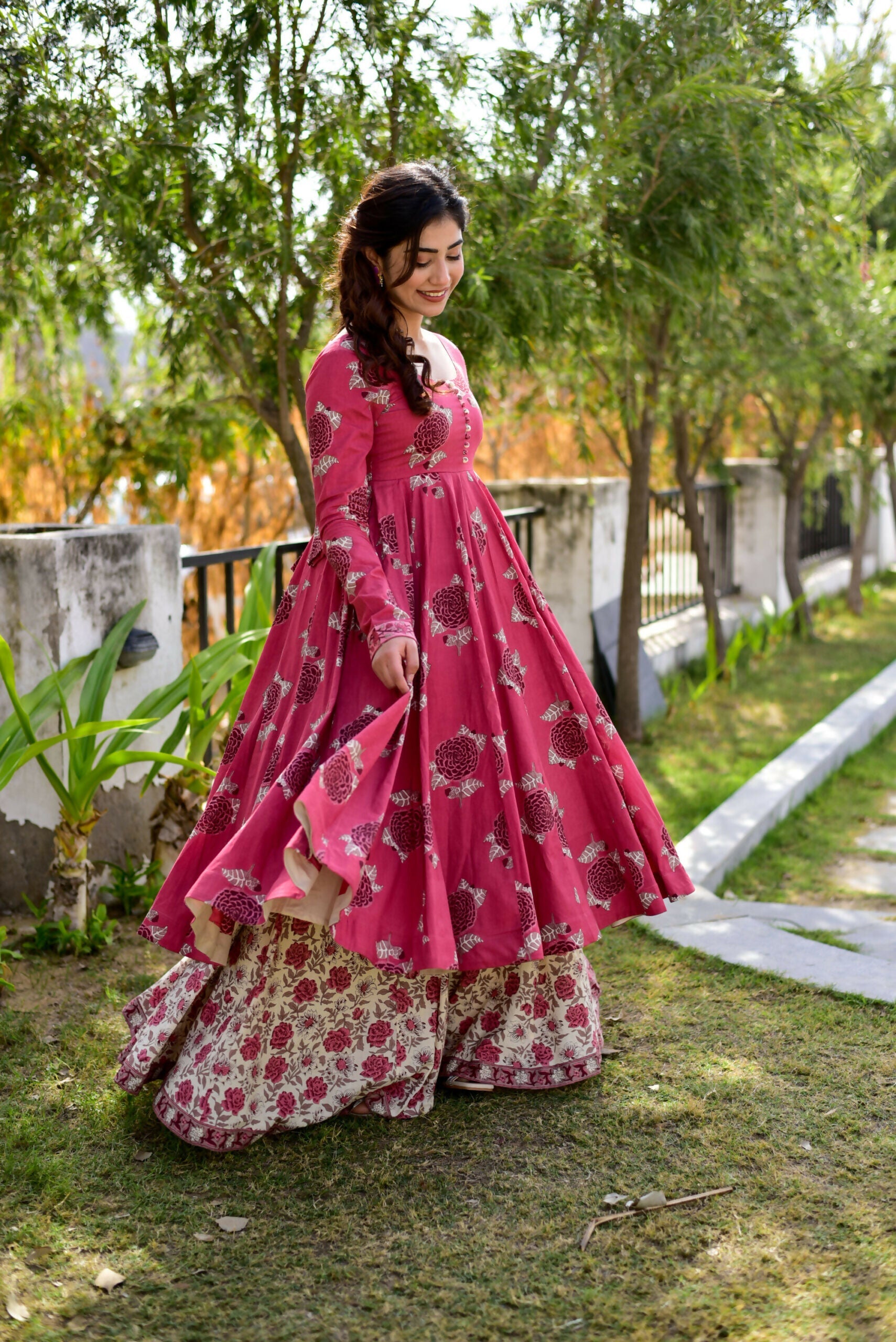 Jyoti Fashion Women's Rani Pink Cotton Silk Heavy Digital Printed Kurta Plazo Set | Swadesiicart