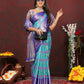 Lorenvalley Fashion Skyblue Cotton Woven Design Zari Meenakari Weaving Saree - Swadesiicart