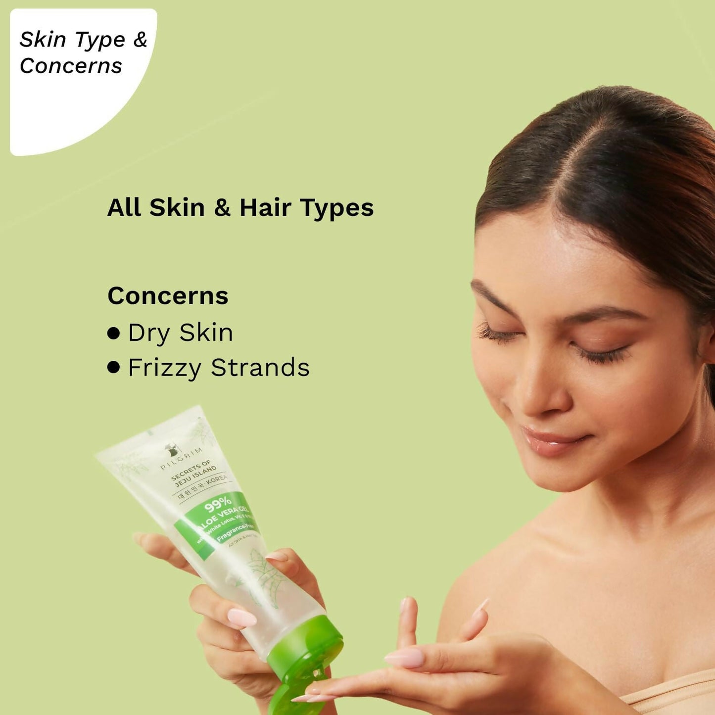 Pilgrim Korean 99% Pure Aloe Vera Gel with Vitamin E & Vitamin B5, Hydrates & Soothes Skin - Korean Skin Care - Swadesiicart