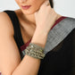 Mominos Fashion Kamal Johar Oxidised Silver-Plated Ghungroo Handcraft Cuff Bracelet