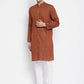 Even Apparels Brown Pure Cotton Men's Sherwani Kurta With Open Front | Swadesiicart