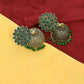 Mominos Fashion Johar Kamal Beautiful Kundan Work Jhumka With Green Beads - Swadesiicart