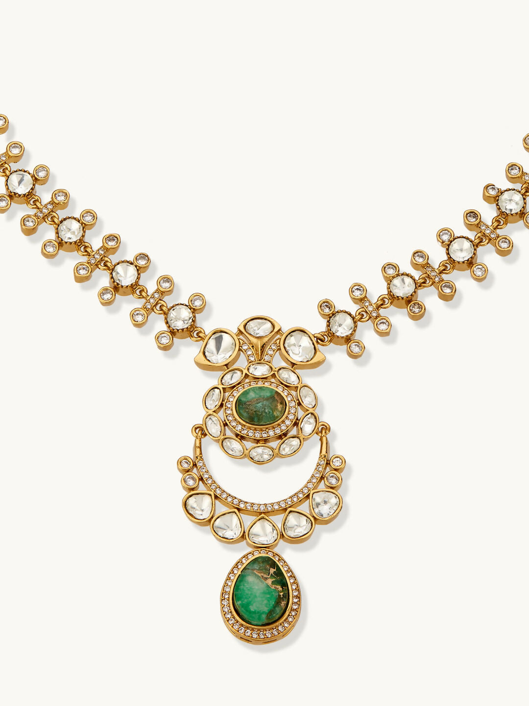 Nuyug 22K Gold-Plated Kundan Studded Faux Jasper Stone Necklace Set | Swadesiicart