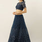 House of Panchhi Navy Blue Net Semi Stitched Coding, Sequins and Mirror work Lehenga Choli | Swadesiicart