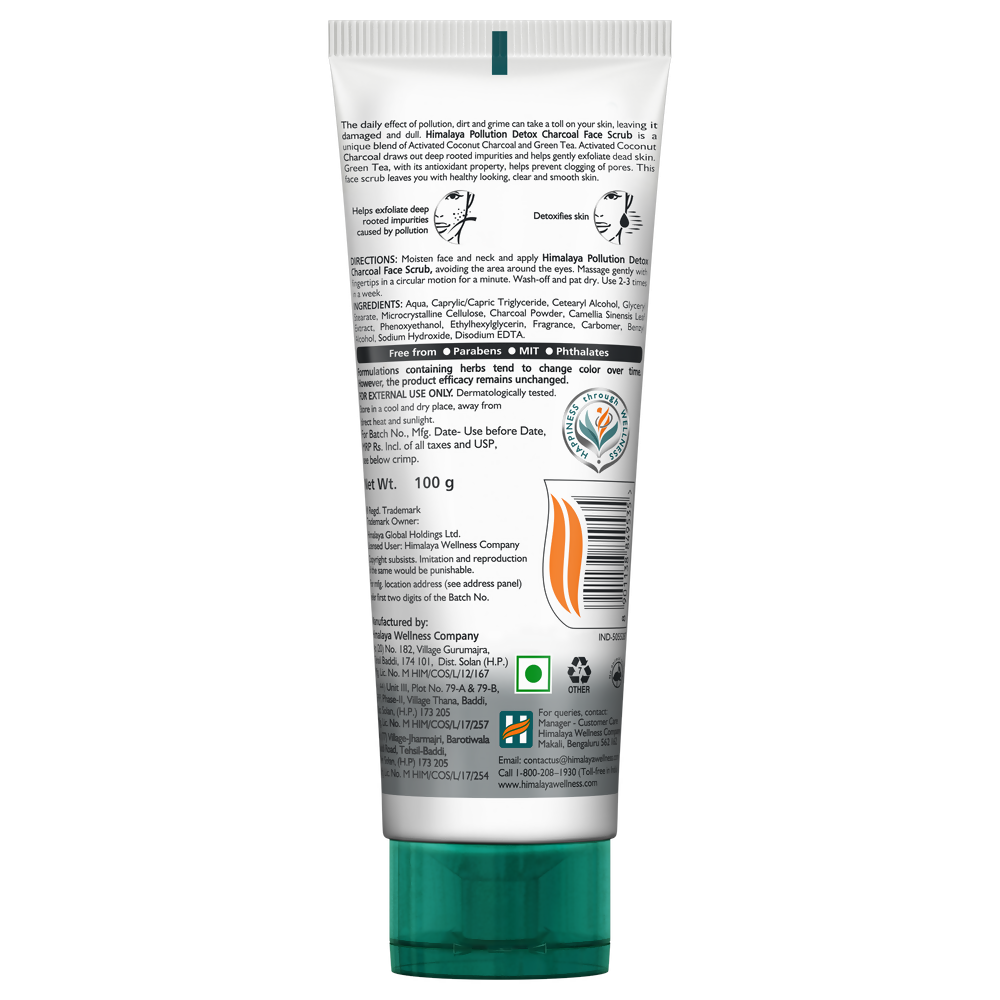 Himalaya Pollution Detox Charcoal Face Scrub | Deep Cleansing Scrub for Urban Skin - Swadesiicart