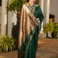 Vishnu Weaves Women's Green Soft Tussar Silk Printed Saree with Blouse - Swadesiicart