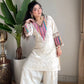 Prazu Fashion Off White Khadi Cotton Schiffli Work Co-Ord Set - Swadesiicart