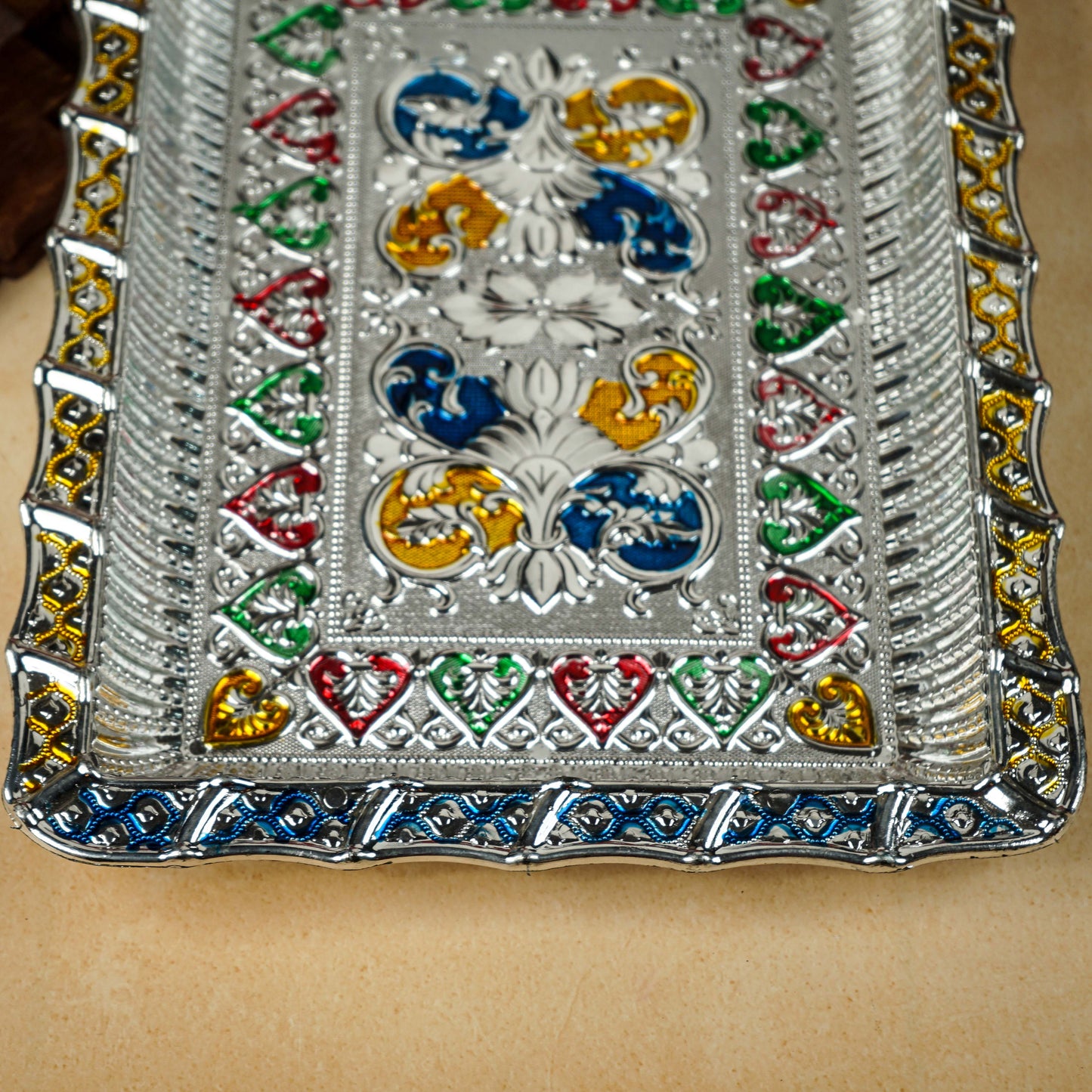 Sri Rudra Square Meenakari Tray (SR 03477) | Swadesiicart