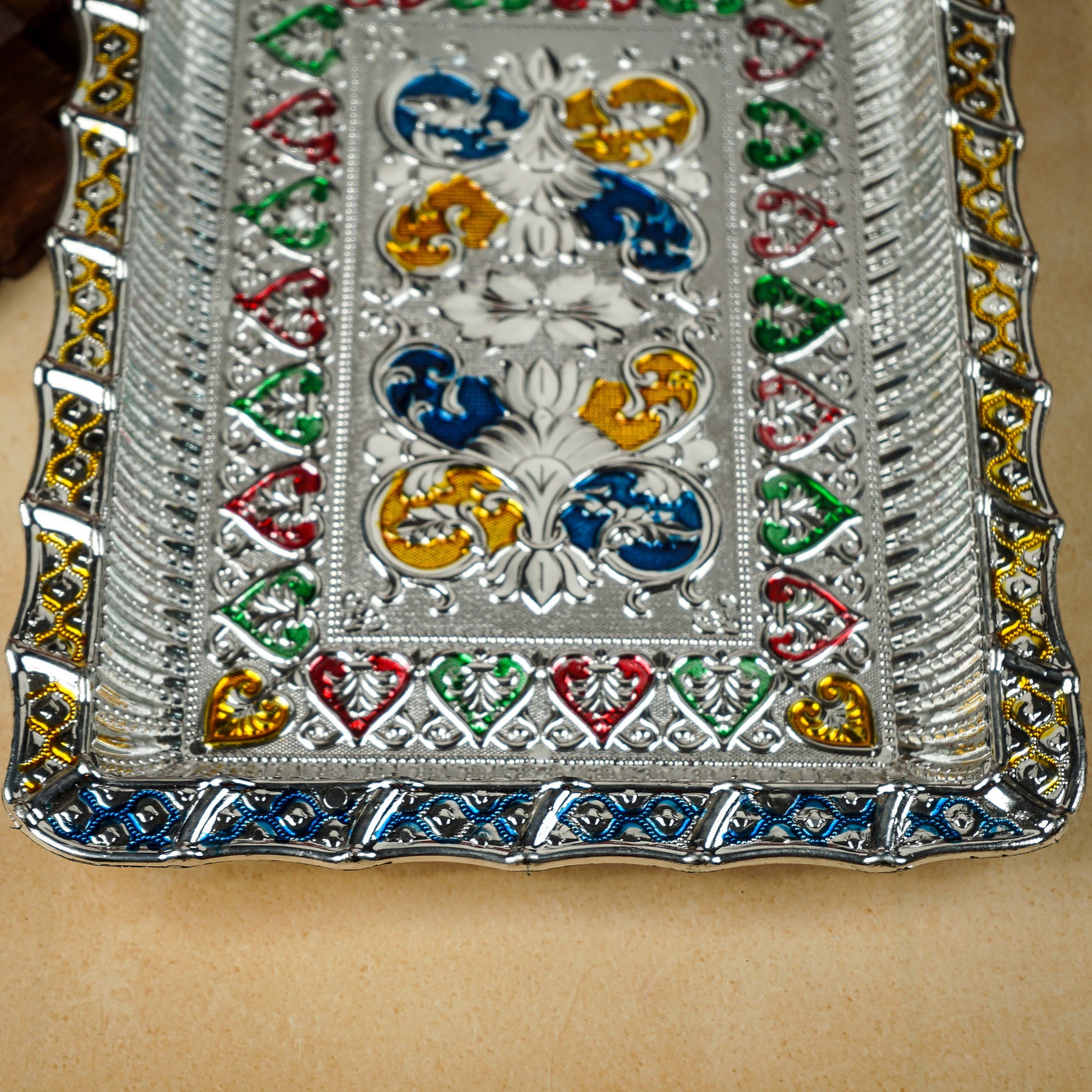 Sri Rudra Square Meenakari Tray (SR 03477) | Swadesiicart