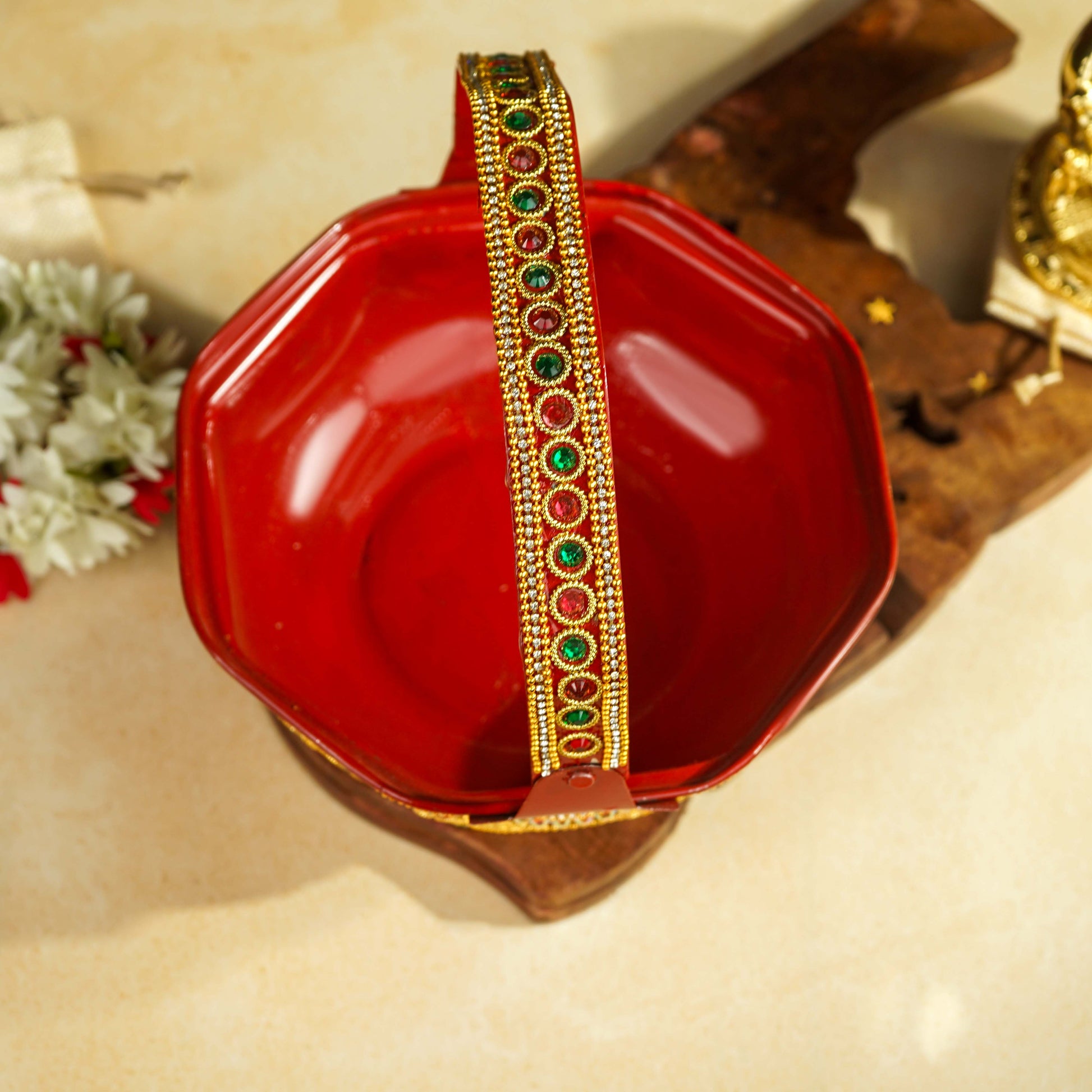 Sri Rudra Decorative Steel Pooja Basket (SR 00717) | Swadesiicart
