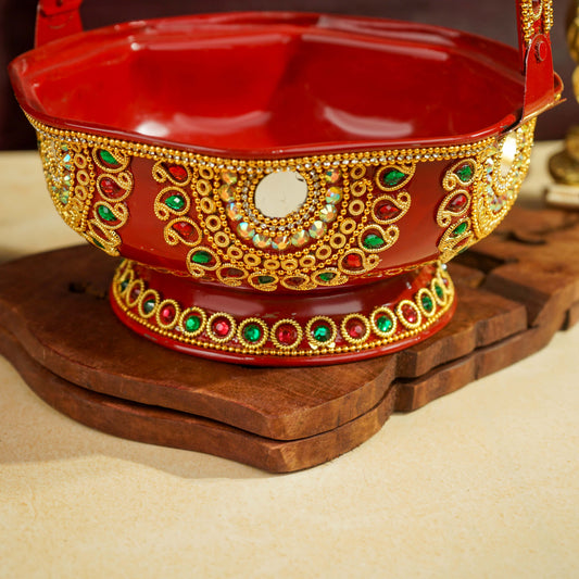 Sri Rudra Decorative Steel Pooja Basket (SR 00717) | Swadesiicart