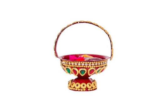 Sri Rudra Decorative Kumkum Haldi Pooja Basket – Small - Swadesiicart