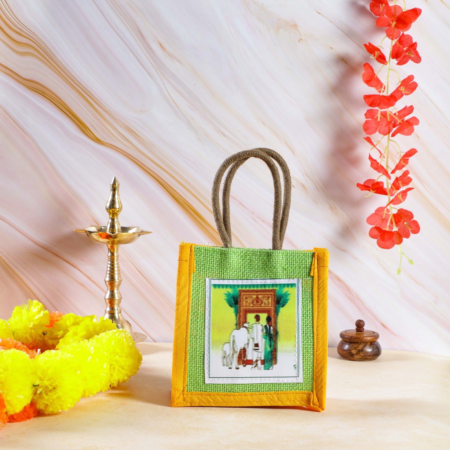 Sri Rudra Theme Jute Bag (SR 02786) - Swadesiicart