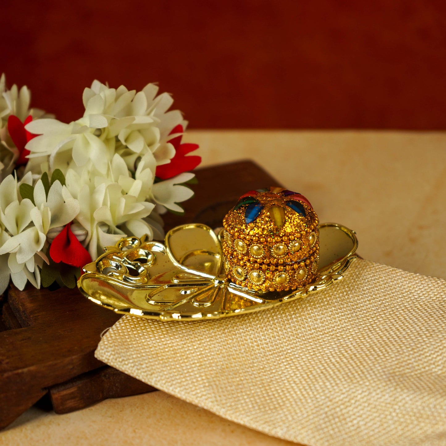 Sri Rudra Decorative Kumkum Haldi Tray (SR 01406) | Swadesiicart