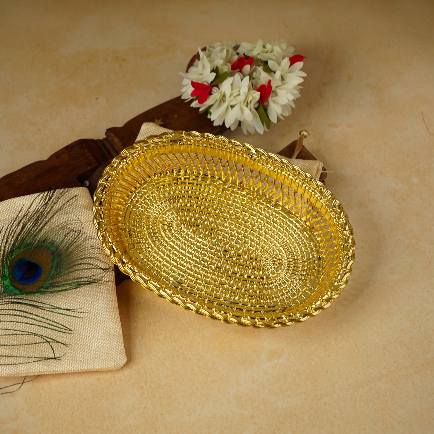 Sri Rudra Decorative Color Flower Tray (SR 0639) | Swadesiicart