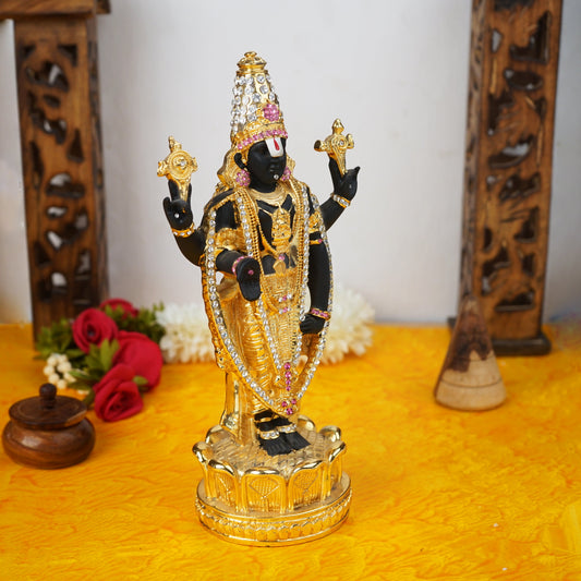 Sri Rudra Gold & Silver Polished Balaji 8'' With Diamond (SR 00221) - Swadesiicart