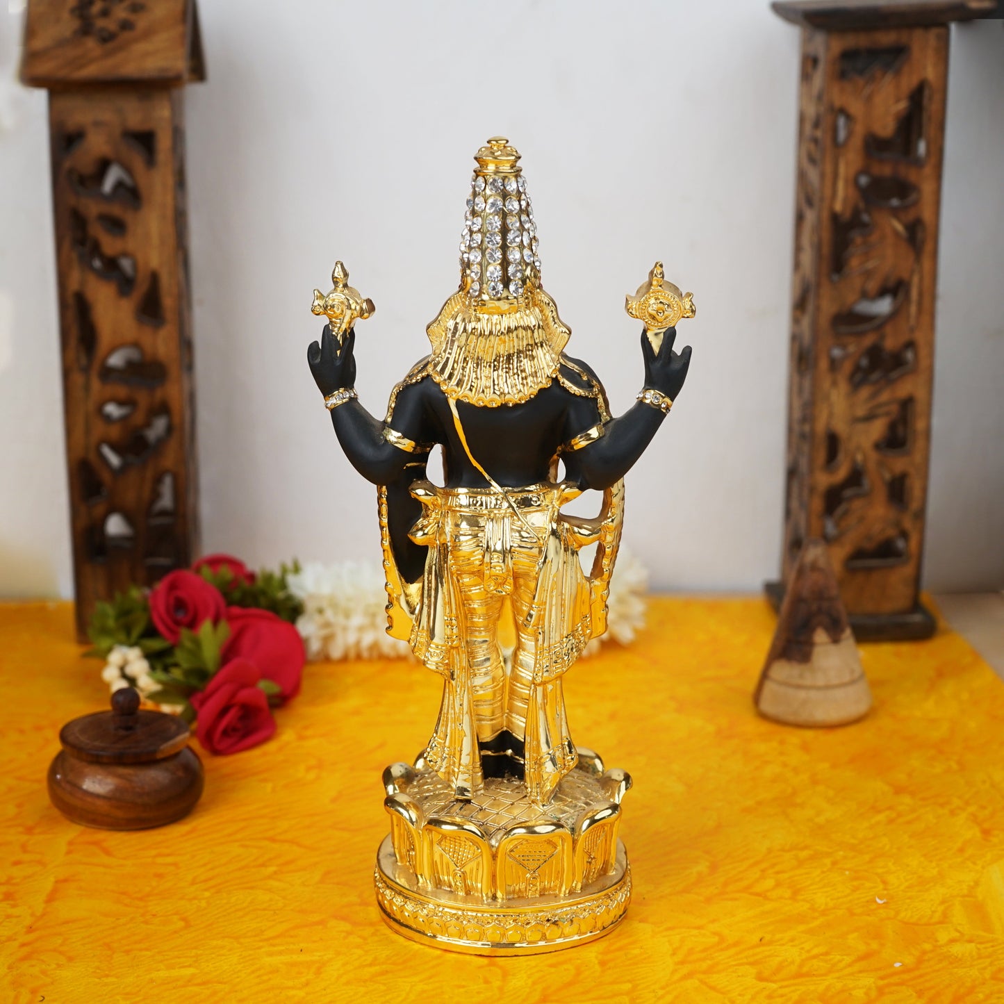 Sri Rudra Gold & Silver Polished Balaji 8'' With Diamond (SR 00221) - Swadesiicart