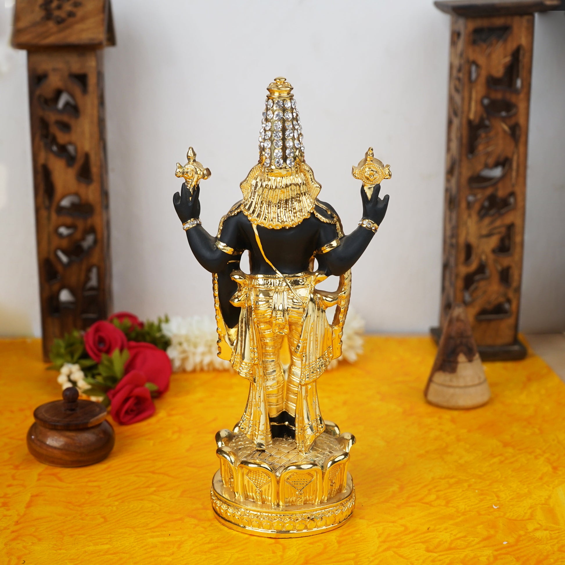 Sri Rudra Gold & Silver Polished Balaji 8'' With Diamond (SR 00221) - Swadesiicart