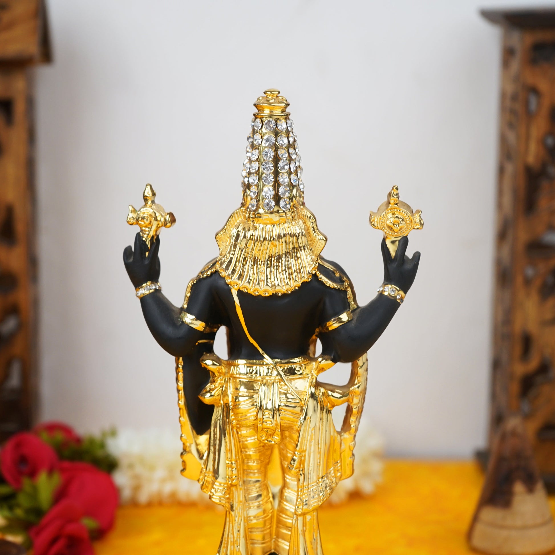 Sri Rudra Gold & Silver Polished Balaji 8'' With Diamond (SR 00221) - Swadesiicart