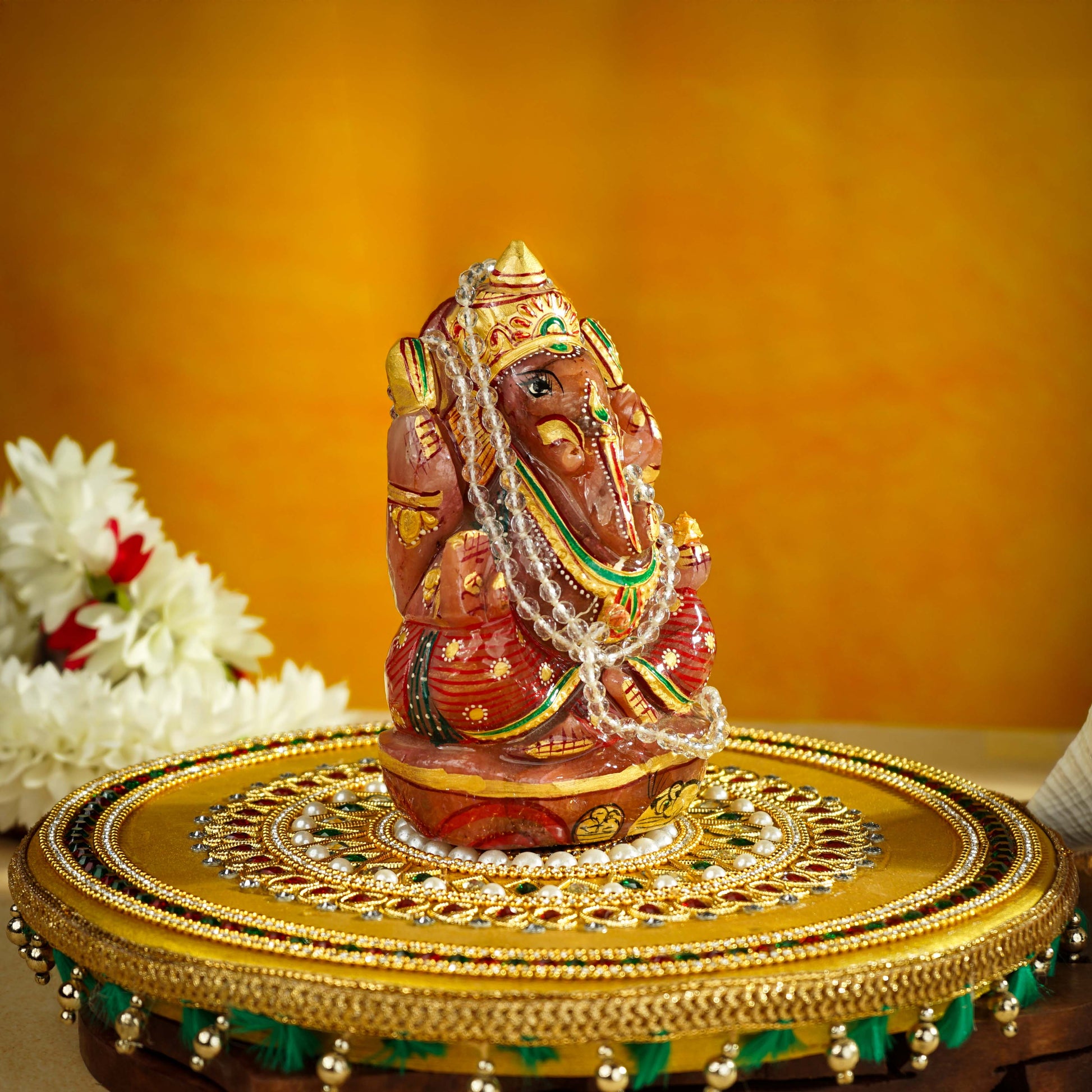 Sri Rudra Natural Rose Ganesh (SR01286) | Swadesiicart