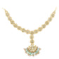Gold-Polished White Blue Kundan-Studded Pearl Beaded Matha Patti - Ruby Raang | Swadesiicart