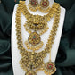 Jewel City Royal Temple Design Lakshmi Kaasu Mala Set with Chandbali Earrings & Tikka | Swadesiicart