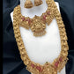 Jewel City Traditional Temple Design Gold-Plated Lakshmi Long Necklace Jhumka Earrings Antique South Indian Bridal Jewelry Set | Swadesiicart