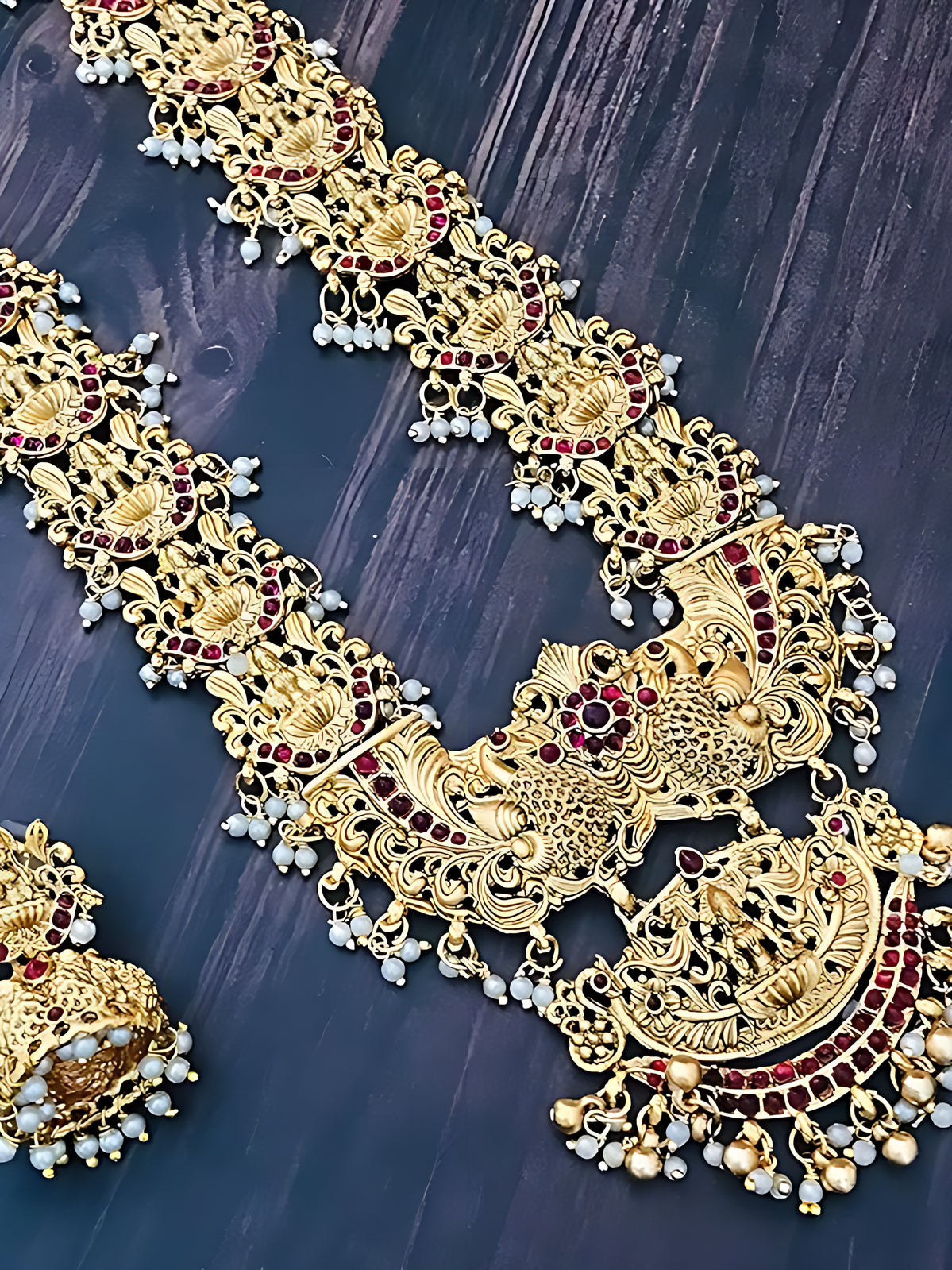 Jewel City Exquisite Gold Filigree Necklace and Earrings Set | Swadesiicart