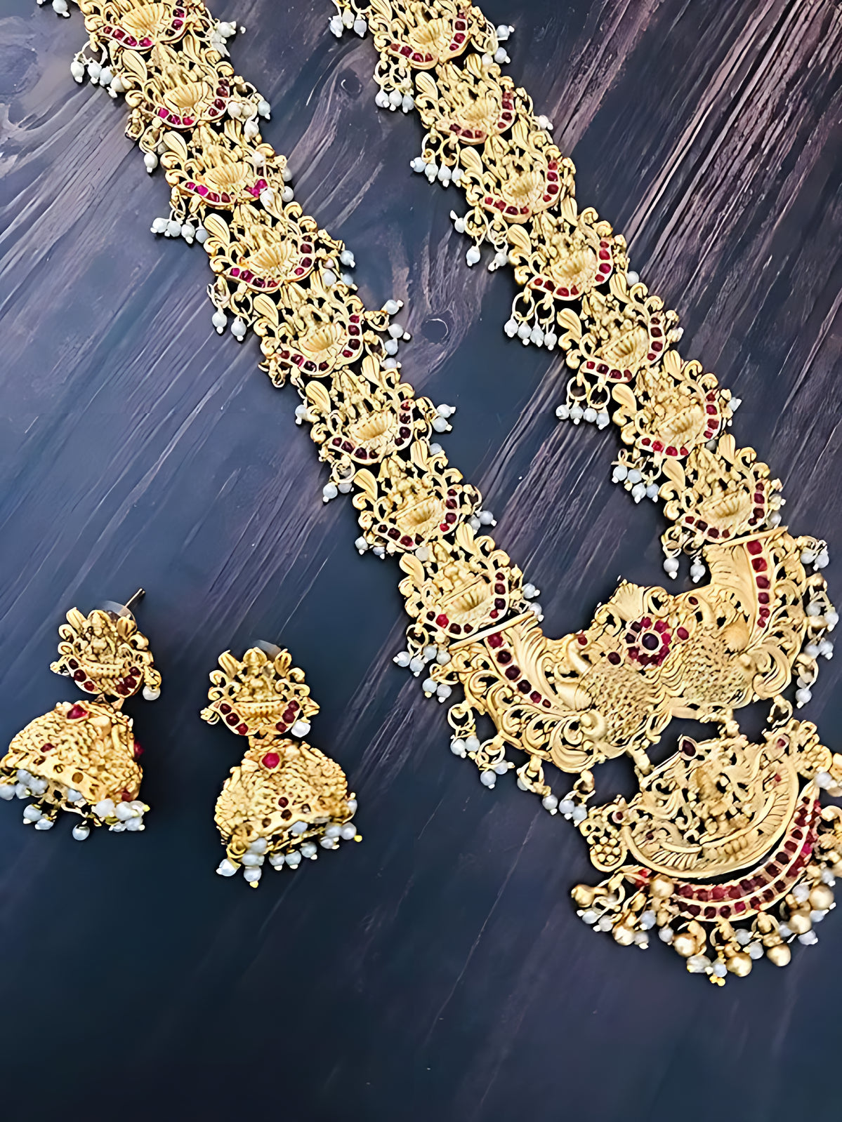 Jewel City Exquisite Gold Filigree Necklace and Earrings Set | Swadesiicart